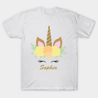 Unicorn Sophia - Yellow T-Shirt